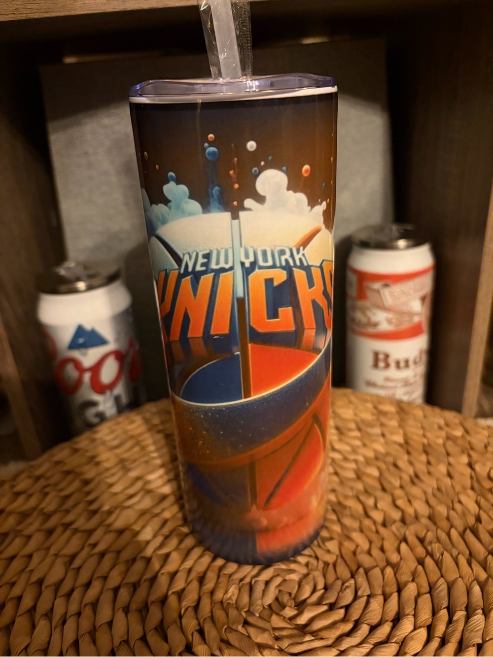 NY Knicks Tall Travel Tumbler - Blue & Orange, NEW